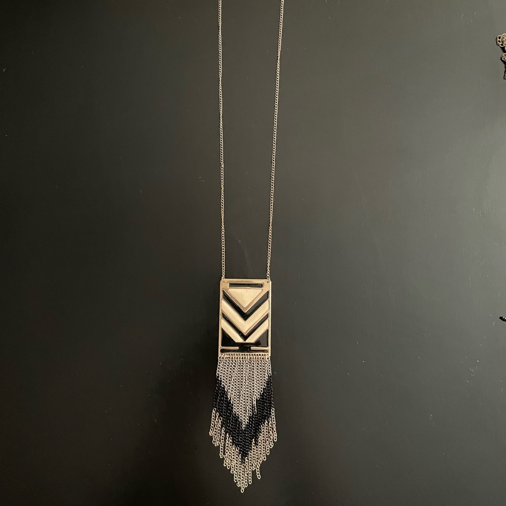 Black cream and gold necklace